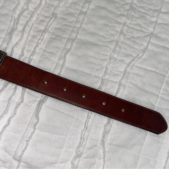 Vintage Brighton Brown Leather Belt with Silver Medallions women’s large - Picture 8 of 13